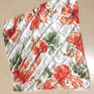 handkerchief flower print colorful faux silky